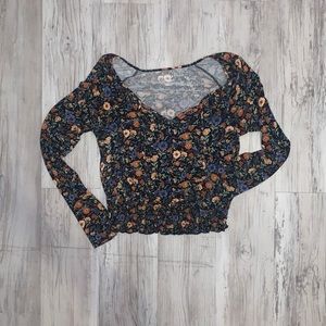 AE Smocked-Waist Long Sleeve Top